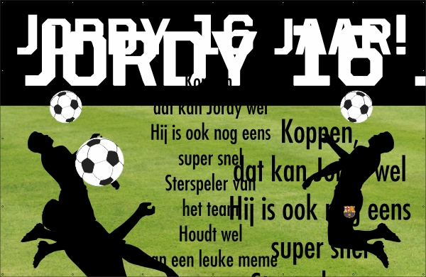 16 jaar verjaardag voetbal spandoek