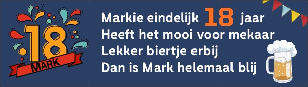 18 jaar spandoek mooi voor mekaar