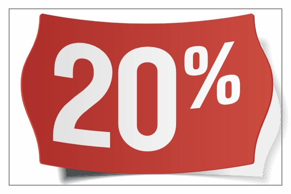 20 procent korting sticker