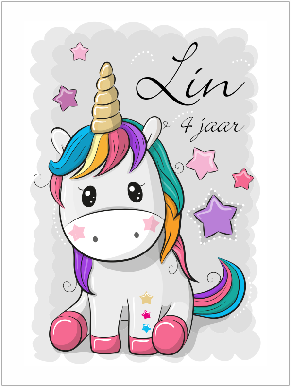 Unicorn verjaardag sticker