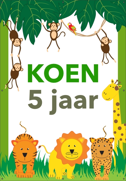 5 jaar spandoek verjaardag jungle