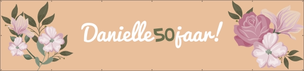 50 jaar met bloemen spandoek
