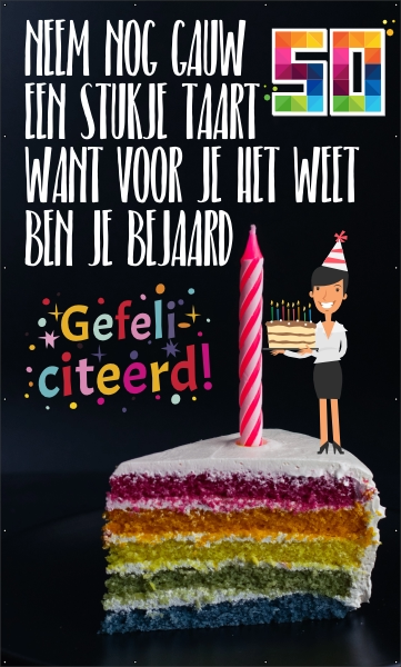 50 jaar spandoek taart bejaard