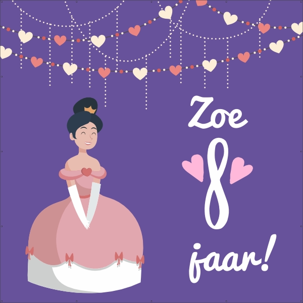 8 jaar spandoek prinses