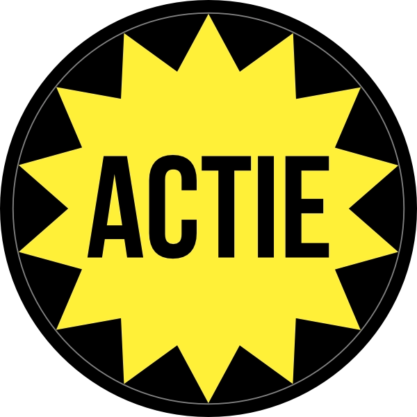 Actie sticker zwart geel 