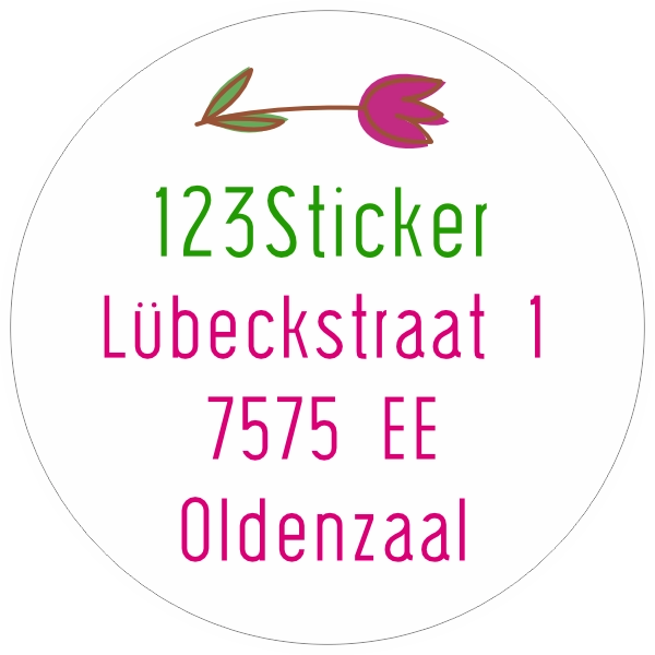 Adressticker met tulp