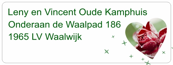 Adressticker rouwkaart met winterroos