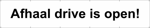 Afhaal drive open spandoek