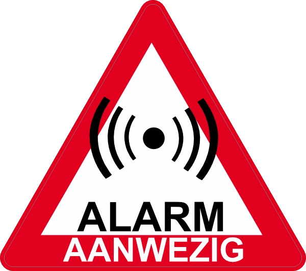 Dubbelzijdige alarm aanwezig sticker