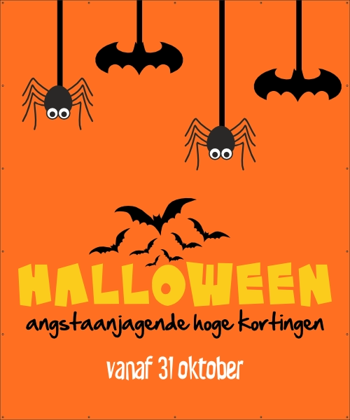 Angstaanjagende kortingen spandoek