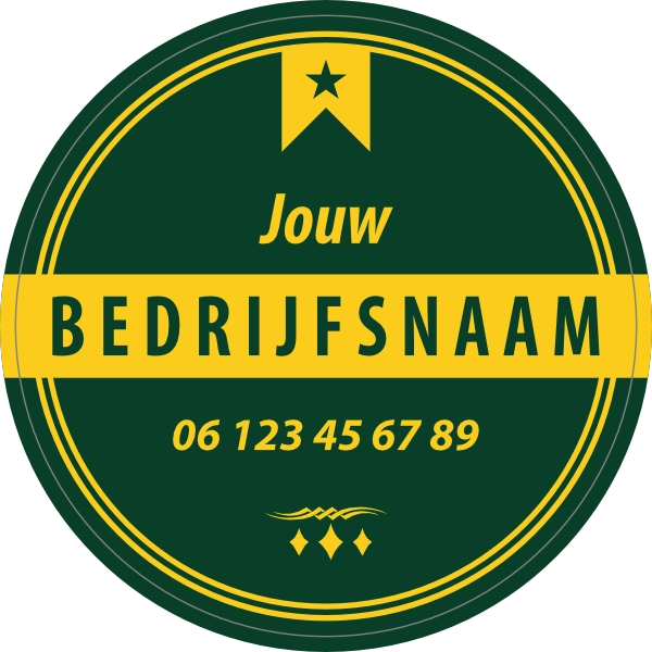 Ronde bedrijfsnaamsticker donkergroen