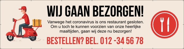 Bezorging tijdens Corona spandoek