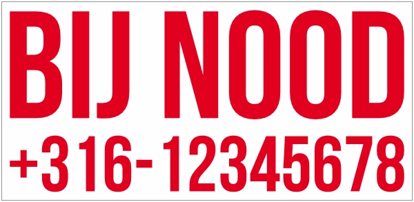 Bij nood bel nummer sticker