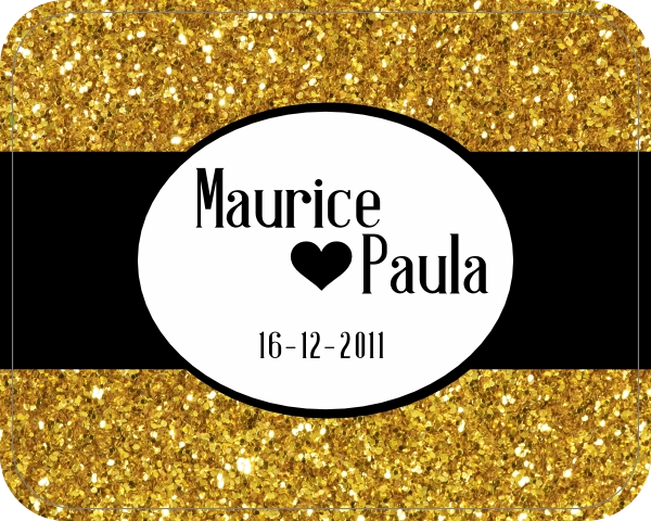 Bruiloft sticker goud glitter