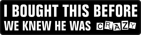 Bumpersticker crazy zwart