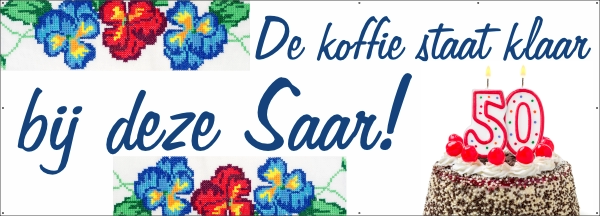De koffie staat klaar spandoek