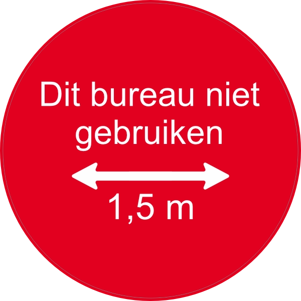Dit bureau niet gebruiken sticker