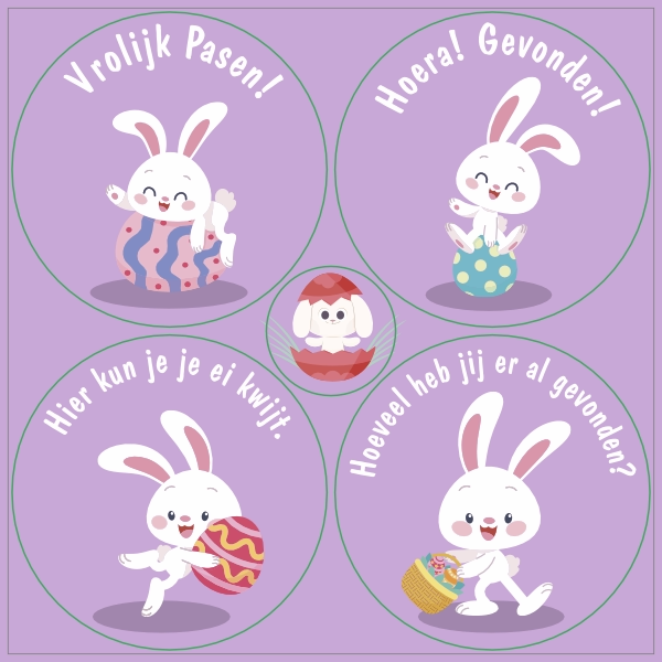 Eieren zoeken Pasen stickervel