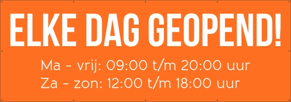 Elke dag geopend spandoek