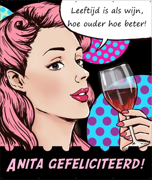 Felicitatie pop art Spandoek