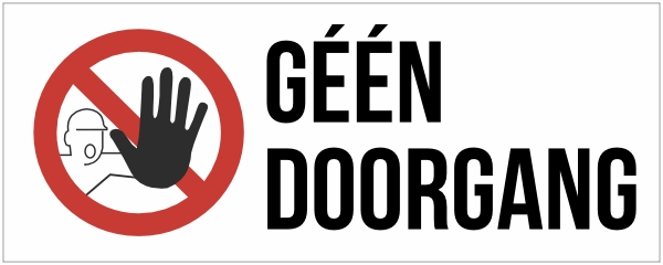 Geen doorgang sticker