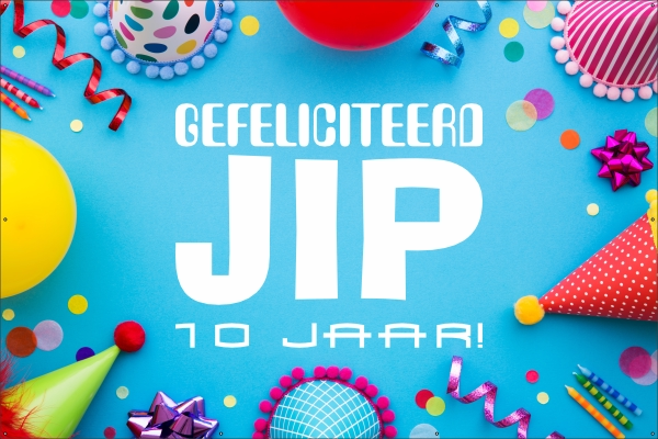 Gefeliciteerd 10 jaar spandoek