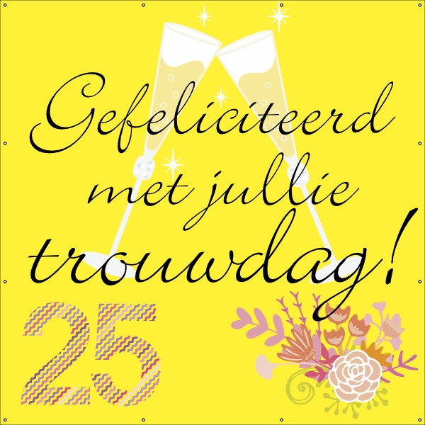 Gefeliciteerd met jullie trouwdag spandoek
