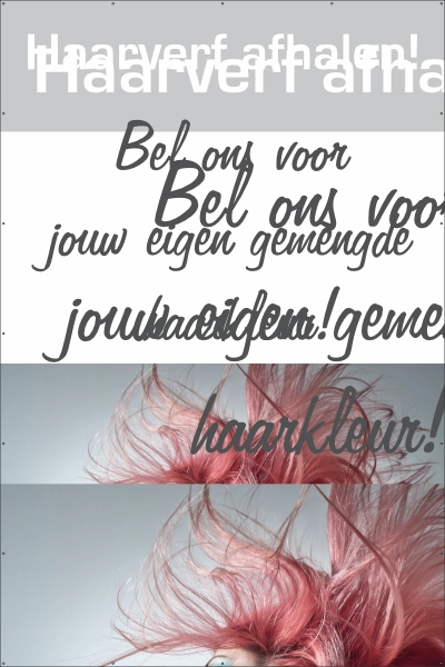 Haarverf afhalen spandoek