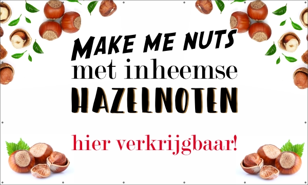 Hazelnoten te koop spandoek