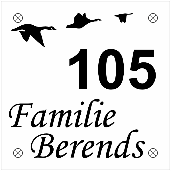 Naambord met vogels