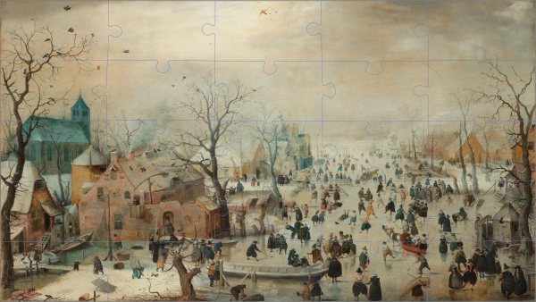 Winterlandschap met schaatsers puzzel