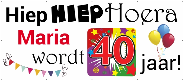 Hiep hiep hoera 40 jaar spandoek