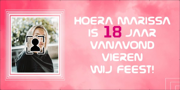 Hoera 18 jaar spandoek