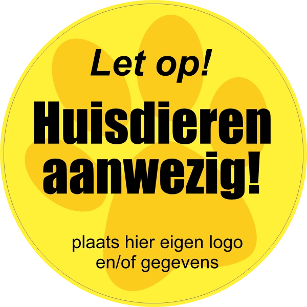 Huisdieren aanwezig sticker geel