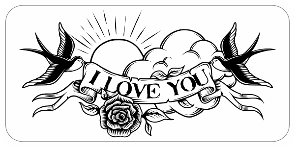 I love you tattoo style sticker