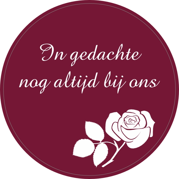 In gedachte nog altijd bij ons sticker