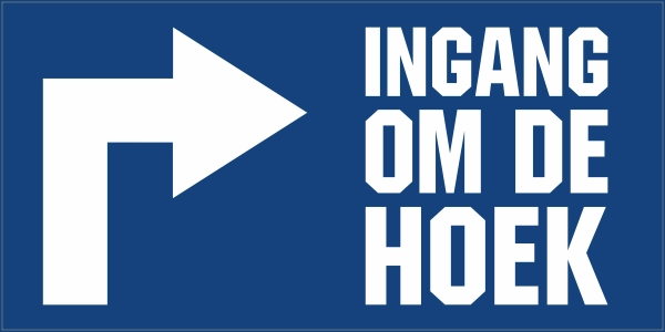 Ingang om de hoek sticker