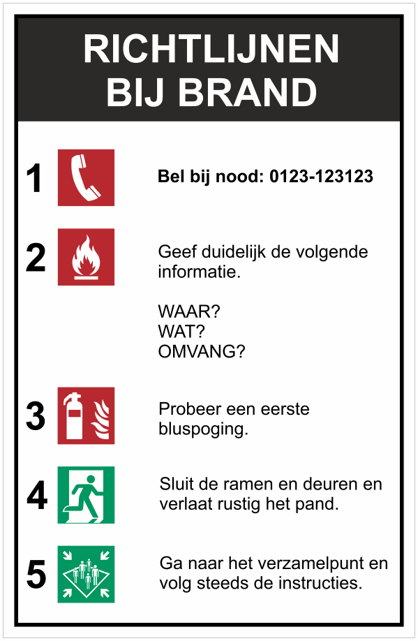 Instructies bij brand sticker