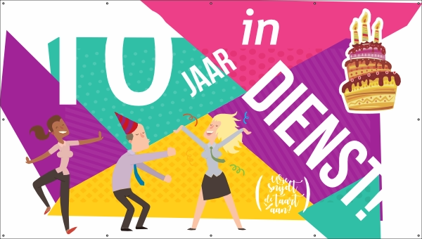 Jubileum in dienst 10 jaar spandoek