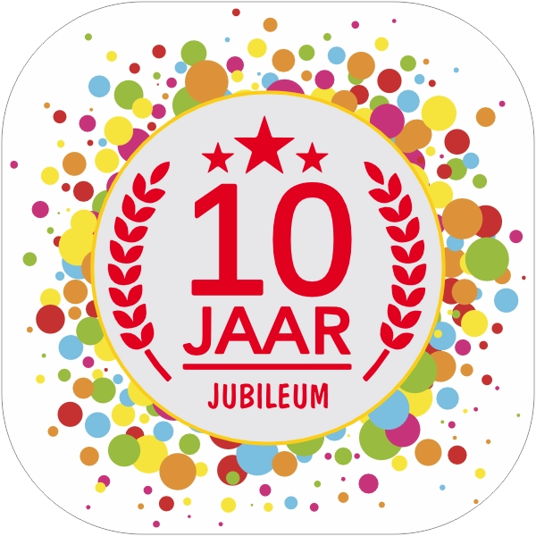 Jubileum 10 jaar sticker
