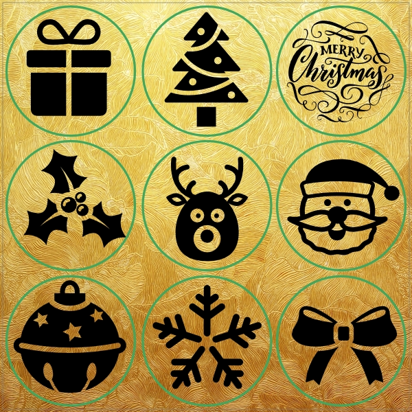 Kerst stickervel goud