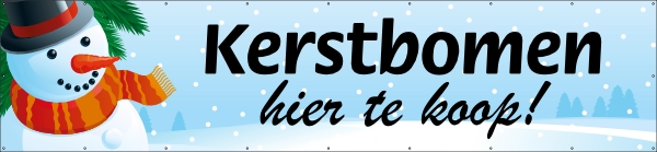Kerstbomen sneeuw Spandoek