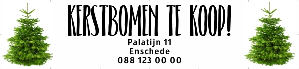 Kerstbomen te koop met adres spandoek