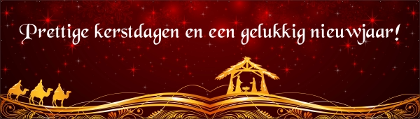 Kerststal goud Spandoek