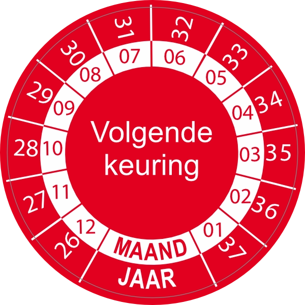 Keuringssticker 20-31 rood
