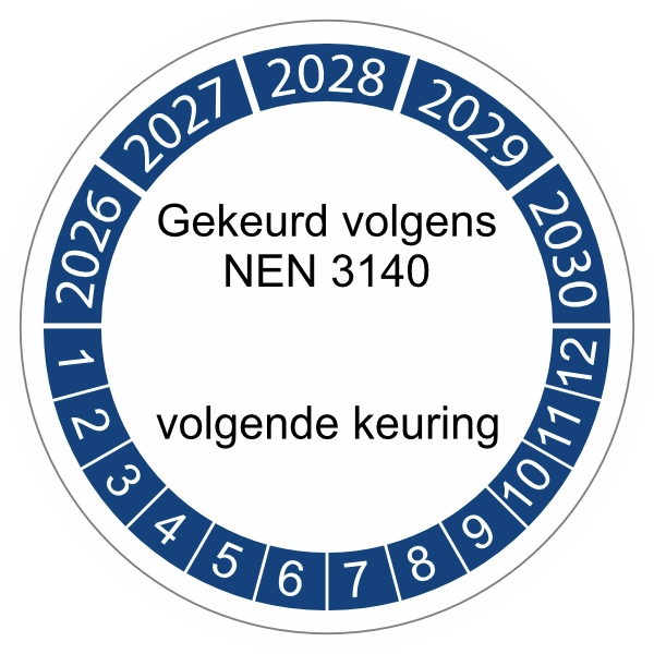 keuringssticker blauw 3cm 2022 nen 3140