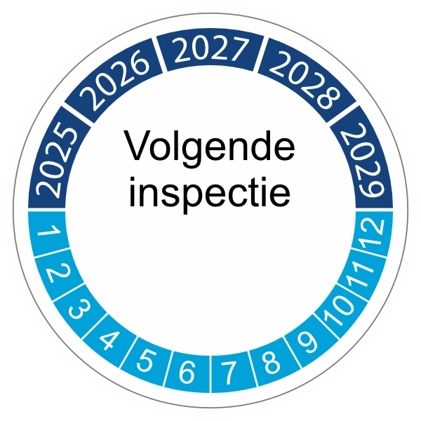 keuringssticker blauw 3cm 2025 volgende inspectie