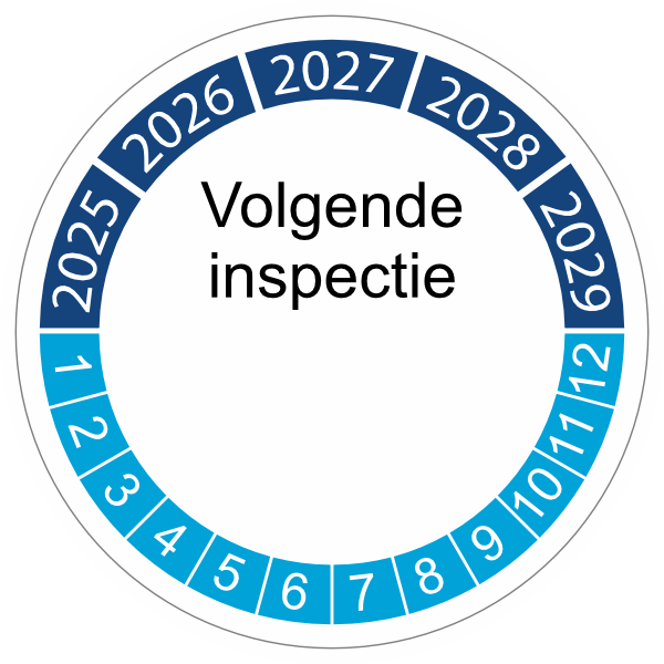 keuringssticker blauw 4cm 2025 volgende inspectie
