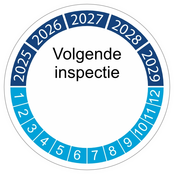 keuringssticker blauw 4cm 2025 volgende inspectie