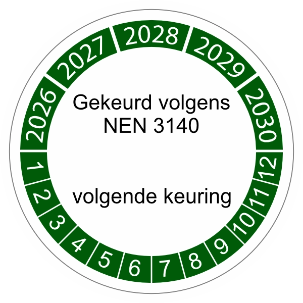 Keuringssticker groen 3cm (2022) NEN 3140